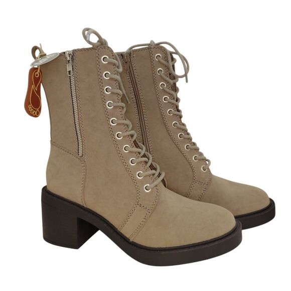 MIA Women's Beige Lace-Up Chunk Heel Boots - Size 8 NWT - Picture 1 of 7